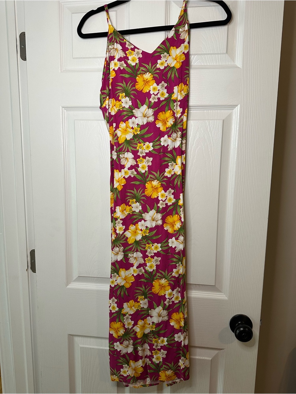 Suzy Shier Pink Tropical Floral Midi Dress Tie Back Large